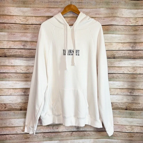 Official TAYLOR SWIFT The Eras Tour II Beige Pullover Hooded Sweatshirt Size L - Picture 2 of 8